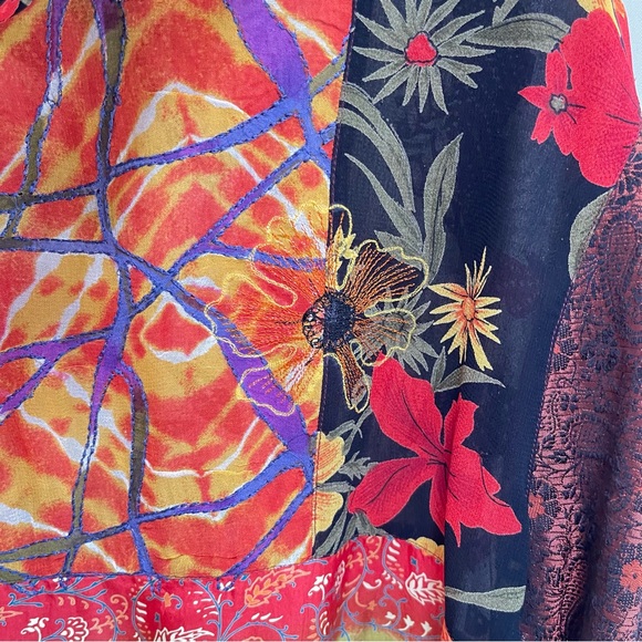 Vintage Patchwork‎ Art-to-Wear Hooded Jacket, Maximalist Chico's Travelers - Picture 8 of 14